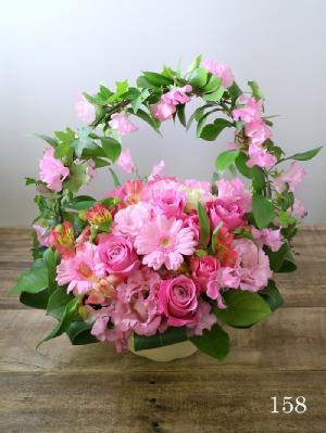 つながりの花ギフト 華やかな濃ピンク系 ルージュ Ring リング M 濃いピンク ルージュ 花以想 はないも お花プレゼント 通販