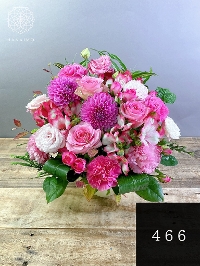 【結婚祝・記念日におすすめ】華やかな濃ピンク系「ルージュ」アレンジメントMS